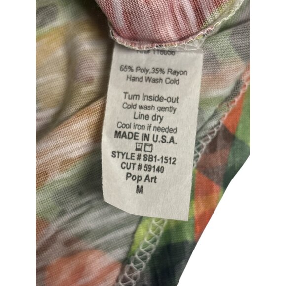 Jess & Jane Abstract Art Print Button-Up Top – Artsy Lightweight Blouse M - Picture 6 of 8